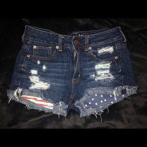 ripped american eagle denim shorts